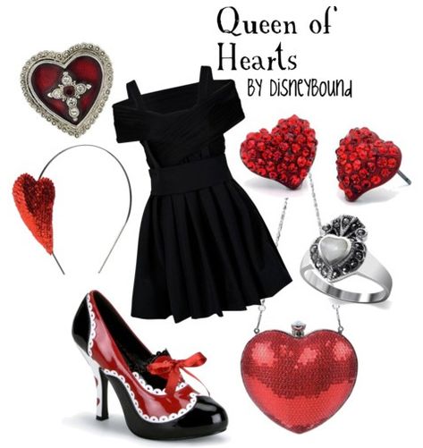 Disney Bound Queen of Hearts Alice in Wonderland Disneybounding Ideas, Alice In Wonderland Outfit, Disney Character Outfits, Disney Dress Up, Disney Clothing, Costume Disney, Disney Themed Outfits, The Queen Of Hearts, Disney Dress