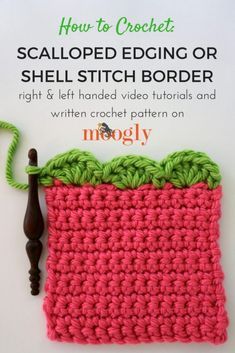 Puff Stitch Border Crochet, Crochet Fan Border, Crocheted Scalloped Edging, How To Put A Border On A Crochet Blanket, Crochet Shell Edging And Borders, Simple Crochet Edging For Baby Blanket, Shell Edge Crochet, Crochet Stitches Border, Shell Stitch Edging Crochet