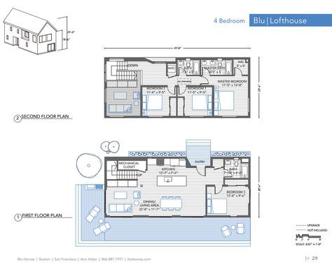 Blu Homes Lofthouse prefab home four bedroom floor plan. Loft Floor Plan, Bedroom Floor Plan, Prefab Modular Homes, Prefab Home, Home Model, Home Mortgage, Bedroom Floor Plans, Bedroom Floor, Cabin Design