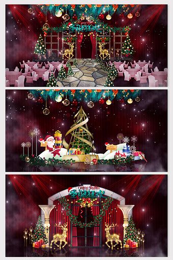 Festive red Christmas theme party exhibition effect map#pikbest#decors-models Red And Green Christmas Party, Green Christmas Theme, Red Christmas Theme, Green Christmas Party, Photobooth Background, Modern Christmas Theme, Christmas Theme Party, Christmas Stage Design, Decor Natal