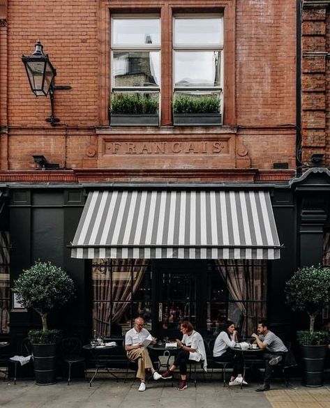 Commercial Facade, Shop Awning, Restaurant Terrace, Farmhouse Addition, Firmdale Hotels, Flower Shop Design, Restaurant Exterior, Shop Facade, Restaurant Patio