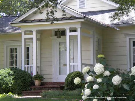 front porch with gable roof and unique front porch columns Gable Roof Porch, Colonial Porch, Porch Gable, Front Porch Pictures, Craftsman Bungalow House Plans, Veranda Design, Front Porch Columns, Porch Kits, House Patio