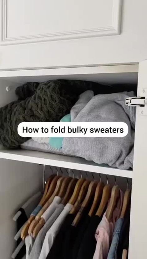 Fold Bulky Sweaters, Dresser Alternative, Hang Sweaters, High Shelves, Clothes Drawer Organization, Closet Organisation, High Shelf, Organizar Closet, Clothes Drawer