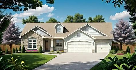 Traditional House Plan - 3 Bedrooms, 2 Bath, 1500 Sq Ft Plan 25-190 1500 Square Foot House Plans, Craftsman Ranch Exterior, Vinyl Brick Siding, 500 Sq Ft House, Bay House Plans, 1000 Sq Ft House, 1500 Sq Ft House, 6 Bedroom House Plans, Craftsman Ranch