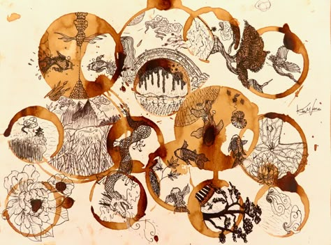 Painting with Tea and Coffee | Open Forum Tea Stain Art, Art Using Coffee, Coffee Art Painting Ideas, Painting Using Coffee, Coffee Aesthetic Art, Painting With Tea, Drawing With Coffee, Coffee Painting Ideas, Coffee Art Illustration