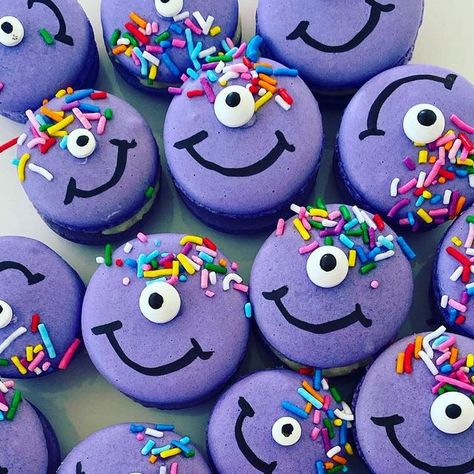 Bella Macaron on Instagram: "Purple Birthday Cake Monsters! 👻" Monsters Inc Macarons, Monster Macarons, Purple Birthday Cake, Purple Cakes Birthday, Purple Birthday, Monsters Inc, 3rd Birthday, Macarons, Birthday Cake