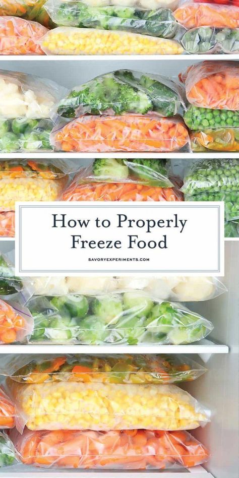 How to freeze food to keep it fresh the longest, how to thaw foods safely and what foods are NOT freezer friendly! Keep food frozen longer! Diy Frozen Dinners Freezer Meals, Frozen Dinner Recipes, Freeze Vegetables, Freezing Food Guide, Freezing Veggies, Freezer Prep, Postpartum Meals, Freeze Food, Freezing Vegetables