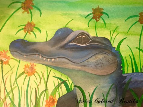 Alligator Artwork by Watercolored Reptiles Animals Artwork, Alligator, Reptiles, Watercolor Art, Animals, Art