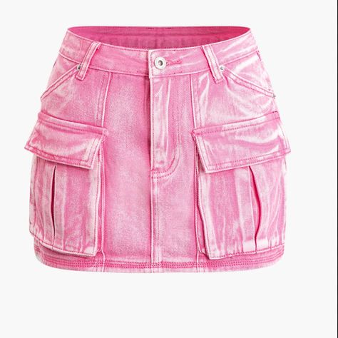 Cargo Skirts, Mini Skirt Pink, Denim Dresses, Denim Skirts, List Style, Denim Mini, Denim Mini Skirt, Sheer Fabrics, Flap Pocket