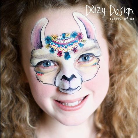 You want to be a what....? No Prob-Llama! #DaizyDesign #FacePainting Face Paint Easy, Fairy Face Paint, Cute Face Painting, Face Painting For Kids, Animal Face Paintings, Festival Face Paint, Professional Face Paint, Llama Face, Painting Faces