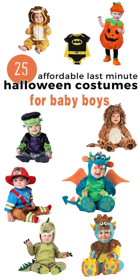 A variety of affordable, last-minute Halloween costumes for baby boys, featuring a lion, pumpkin, Batman onesie, Frankenstein, dragon, firefighter, dinosaur, and a fuzzy monster. Perfect options for newborns, 6-month-olds, or toddler boys looking for cute and comfortable Halloween costume ideas. These costumes are ideal for a baby boy’s first Halloween, with easy and adorable infant boy Halloween costume ideas 6 Month Old Halloween Costume, Cute Halloween Costume Ideas, Halloween Costumes For Boys, Old Halloween Costumes, Baby Batman, Baby First Halloween