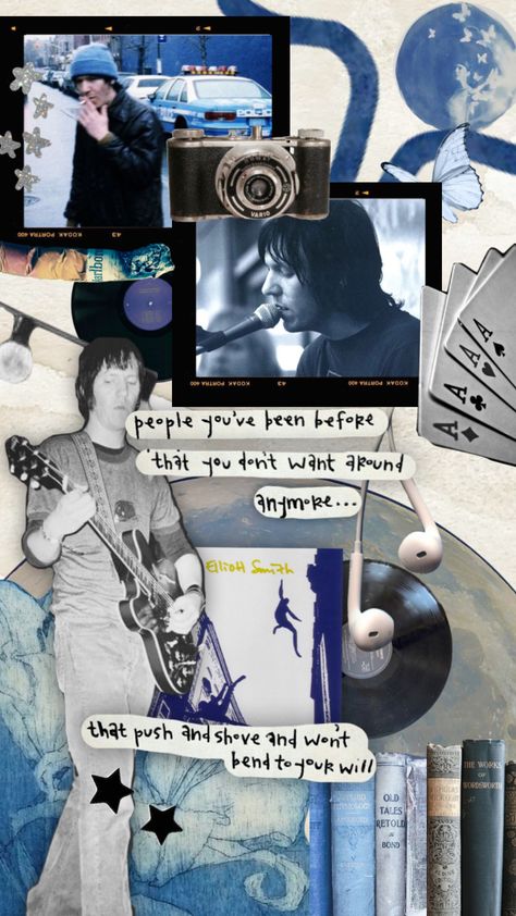 Elliott Smith, Blue Collage, Im Gonna Love You, Quotes Music, Music Vibes, Alex G, Collage Wallpaper, I Hope You Know, Kodak Portra