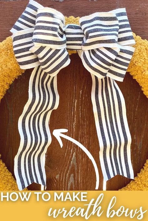 Unique Bows For Wreaths, How To Make Large Wreath Bows, Multi Loop Bow Diy, Different Types Of Bows For Wreaths, Large Wreath Bow Diy, Making A Wreath Bow, How To Make A Large Bow For A Wreath, Easy Door Hangers, How To Make Small Bows