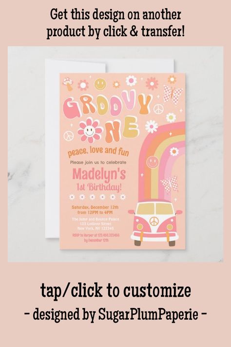 Groovy One Boho Retro First Birthday Invitations Editable Blank Retro First Birthday, Birthday Invitations Zazzle, Groovy One, Baby Birthday Decorations, Groovy Retro, Birthday Template, Boho Retro, First Birthday Invitations, Birthday Decor