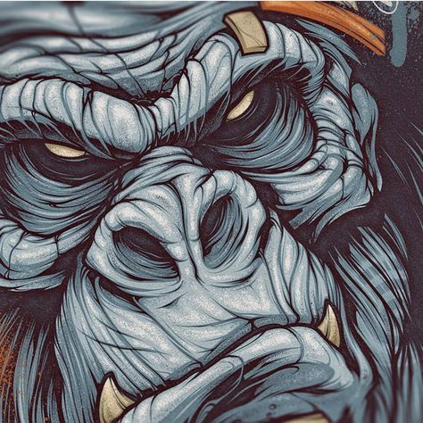 Ape Character Design, Ape Illustration, Monkey Drawings, Gorillaz Art Style, Monkey Graffiti, Monkey Artwork, Gorilla Art, Gorillas Art, Gorilla Tattoo