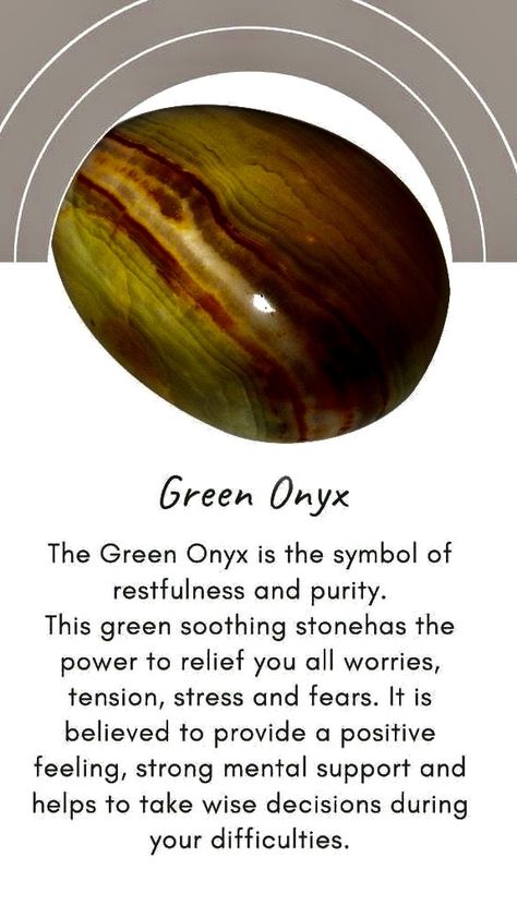 Green Onyx Crystal Meaning, Green Onyx Meaning, Onyx Meaning, Crystals Magic, Crystal Magick, Rock Identification, Crystal Seashells, Crystal Healing Chart, Witch Spirituality