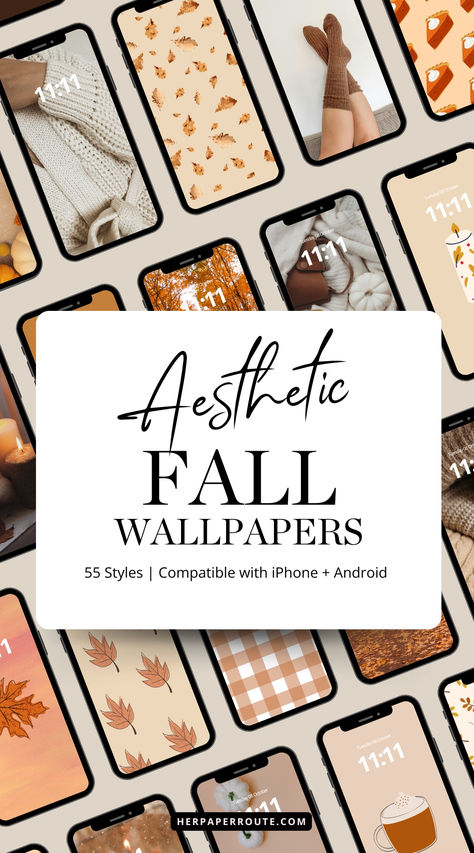 collection of cute fall wallpapers on iphone screens with Autumn October aesthetic colors beside the words Aesthetic Fall Wallpapers 55 styles biggest collection of cute Fall wallpapers backgrounds Cute Autumn Wallpaper Aesthetic, Fall Leaves Wallpaper Aesthetic, Cute November Wallpaper, Thanksgiving Phone Backgrounds, Fall Wallpaper Backgrounds, Fall Autumn Wallpaper, Wallpaper Autumn Aesthetic, Cute Fall Wallpapers, October Wallpapers