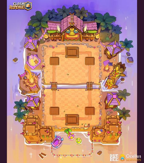 ArtStation - Clash Royale - Chill beach Arena August Season, Clash Royale Arena, Castle Clash, Technical Art, Clash Royale, Visual Development, Studio Ghibli, Creative Director, Art Direction