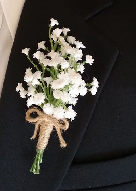 How To Make Corsages, Boutineer Wedding, Brother Of The Bride, Wedding Flowers Greenery, Gypsophila Wedding, Groom Buttonholes, Button Holes Wedding, Wedding Lounge, Groom Boutonniere