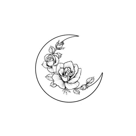 Luna Rose Tattoo, Rose Moon Tattoo Design, Moon And Rose Drawing, Roses And Moon Tattoo, Crescent Moon And Rose Tattoo, Flower And Moon Tattoo Designs, Rose And Moon Tattoo Design, Water Lily And Rose Tattoo, Beautiful Moon Tattoo