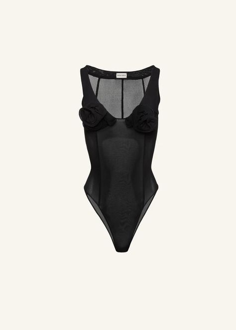 Rose bra jersey bodysuit in black | Magda Butrym Rose Bra, Flower Bra, Magda Butrym, Mesh Bodysuit, Rectangular Sunglasses, Brand Store, Luxury Clothing, Online Fashion Stores, Ruched Dress