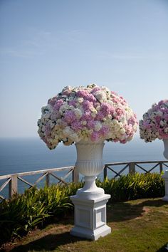 . Urn Arrangements, Wedding In Bali, Ceremony Arrangement, Garden Urns, Flower Room, Bali Wedding, Ceremony Flowers, Aisle Decor, Beautiful Flower Arrangements