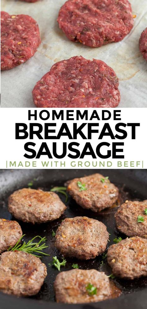 Breakfast Ideas Ground Beef, Breakfast Ground Beef Recipes, Breakfast Ideas With Ground Beef, Ground Beef Recipes Breakfast, Sausage Patty Recipes, Breakfast Ground Beef, Paleo Healthy Recipes, Beef Breakfast Sausage, 1950 Recipes