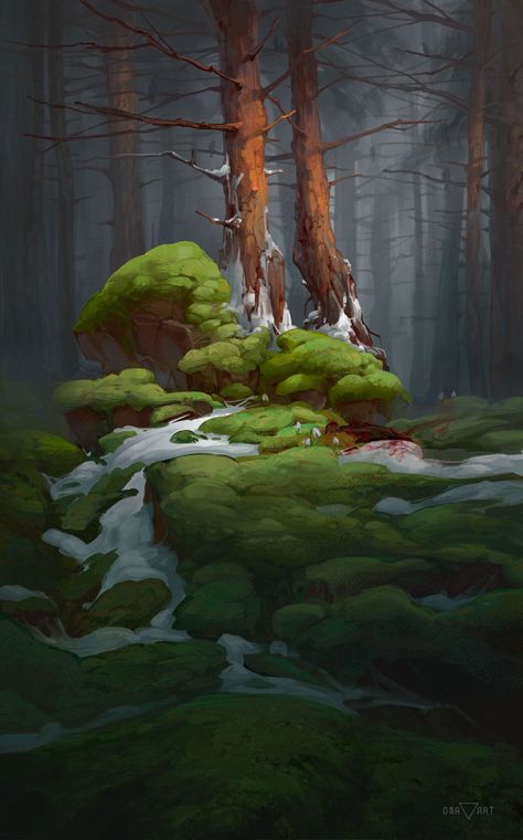 Landscape Concept Art, Forest Reference, Studio Ghibli Background, Red Forest, Landscape Concept, Disney Concept Art, Biome, Aesthetic Painting, Environment Design