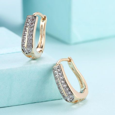 Cubic Zirconia Hoop Earrings, Nyc Jewelry, Classic Earrings, Hypoallergenic Jewelry, Trendy Earrings, Huggie Earrings, Fine Earrings, Huggies Earrings, Solid Yellow