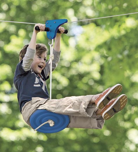 Gotta get this Zip line for Berkely and Kendall! Kids Zipline, Zip Line Backyard, Backyard Swings, Flying Fox, Zip Line, Backyard Playground, Backyard Play, Backyard For Kids, Dream Backyard