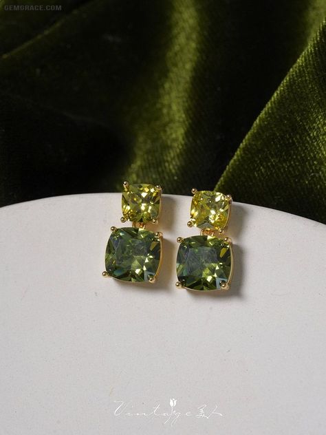 Olive Green French Retro Gem Stone Earrings #SV1048 - GemGrace.com -  #Earrings #french #Gem #GemGrace.com #Green #Olive #Retro #Stone #SV1048 Olive Green Earrings, Gem Stone Earrings, Blue Green Wedding, Green French, Purple Prom, Cheap Flowers, Purple Prom Dress, Lace Beach Wedding Dress, French Retro