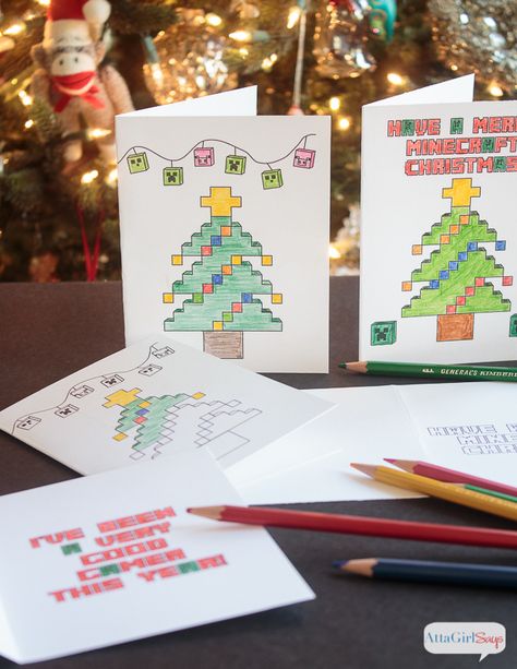 Pull out your markers, crayons and colored pencils and use these these FREE Minecraft coloring pages to make Minecraft Chriistmas cards for all your gamer friends. Coloring is one of the biggest trends in crafting right now because it's so relaxing. This is a fun family project for the holidays. There's even a free printable card you can send to Santa telling him that you've been a good gamer this year! #sponsored #mygameband #gameonthego Minecraft Christmas Coloring Pages, Minecraft Christmas Decorations, Kwanzaa Colors, Minecraft Card, Coloring Pages Christmas, After Christmas Sales, Minecraft Coloring Pages, Christmas Tree Coloring Page, Minecraft Christmas