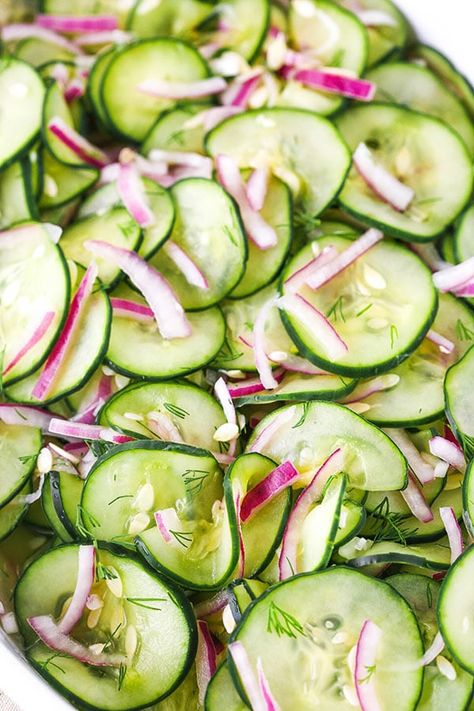 Healthy Cucumber Salad Clean Eating, Cucumber And Onion Salad Vinegar Sugar, Cucumber Red Onion Salad, Cucumber Onion Salad, Cucumber Salad Vinegar, Cucumber Salads, Life Love And Sugar, Norwegian Recipes, Easy Cucumber Salad