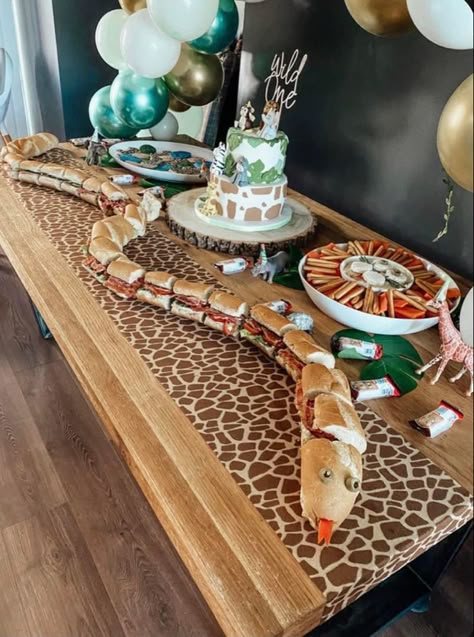 Sandwich Snake Party Ideas, Safari Snake Sandwich, Zoo Safari Birthday Party, One Wild Year 1st Birthday Food, Two Is A Zoo Birthday Party, Snake Sandwich Birthday Parties, Safari 2nd Birthday Party Boy, Steve Irwin Birthday Party, 1st Birthday Party Animal Theme