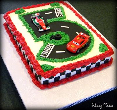 Panny Cakes: KA-CHOW! Cars Birthday Party Food, Car Cakes For Boys, Cars Cake Design, Disney Cars Cake, Lightning Mcqueen Cake, 6th Birthday Cake, Number Birthday Cakes, Cake Designs For Kids, Birthday Party Food Ideas