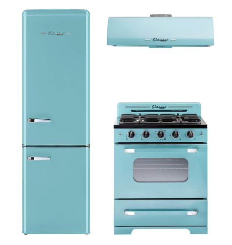 30" retro style convection gas ranges - 4 colors - now available from Unique Appliances - Retro Gas Stove, Unique Appliances Kitchen, Unique Retro Appliances, Retro Stove, Unique Appliances, Store Kitchen Appliances, Stoves For Sale, Kitchen Table Legs, Retro Refrigerator