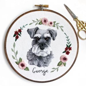 Schnauzer Art, Portrait Embroidery, Custom Cat Portrait, Cat Lady Gift, Hand Embroidery Patterns Flowers, Hand Embroidery Videos, Thread Painting, Custom Dog Portraits, Personalized Embroidery