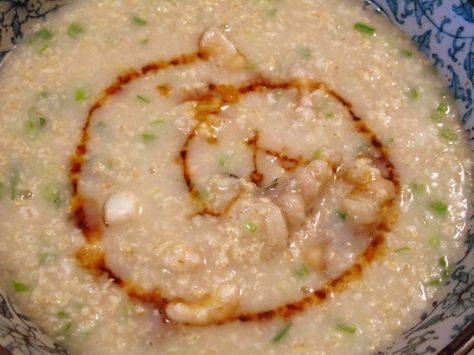 Recipe: The Alternative to a White Rice Congee, use Oatmeal instead • Save. Spend. Splurge. Rice Congee, Savory Oatmeal, Wild Oats, Leafy Vegetables, Oatmeal Recipes, White Rice, Satisfying Food, Healthy Alternatives, Green Onions