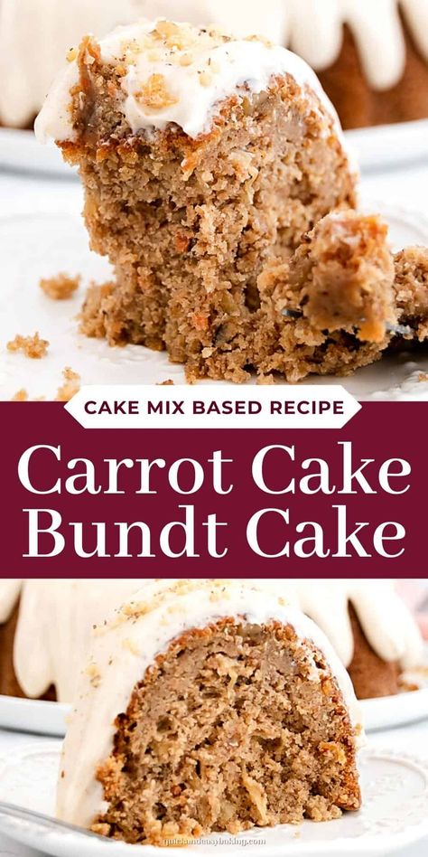 Carrot Cake With Cake Mix Recipe, Carrot Cake Made With Box Cake, Carrot Cake Box Mix Bundt, Easy Box Carrot Cake Recipe, Easy Carrot Cake Bundt Cake Recipe, Carrot Cake From Box Mix Betty Crocker, Carrot Cake Box Mix Recipes Desserts, Carrot Cake Box Mix Made Better, How To Make A Box Carrot Cake Taste Homemade