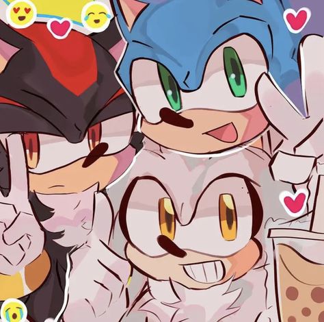 Sonic The Hedgehog And Friends, Sonic Shadow And Silver Matching Pfp, Silver And Shadow Matching Pfp, Sonic Trio Pfp, Sonic Matching Pfp For 3, Shadow Sonic Silver, Silver The Hedgehog Pfp, Sss Trio, Silver Pfp