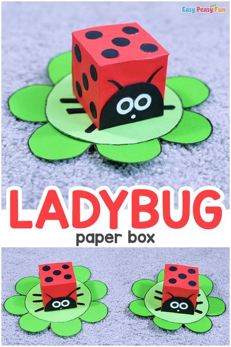 Paper Ladybug Box Craft Ladybug Valentine Box Ideas, Paper Ladybug, Shoe Box Crafts, Ladybug Crafts, Homemade Mothers Day Gifts, Creative Kids Crafts, Bug Crafts, Box Craft, Paper Toys Template