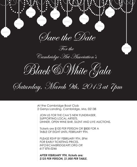 Cambridge Art Association's Black & White Gala | Where Art ... Black And White Gala Invitations, Wedding Invites, Time Of The Year, Cambridge, Save The Date, A Table, The Year, Wedding Invitations, Black White