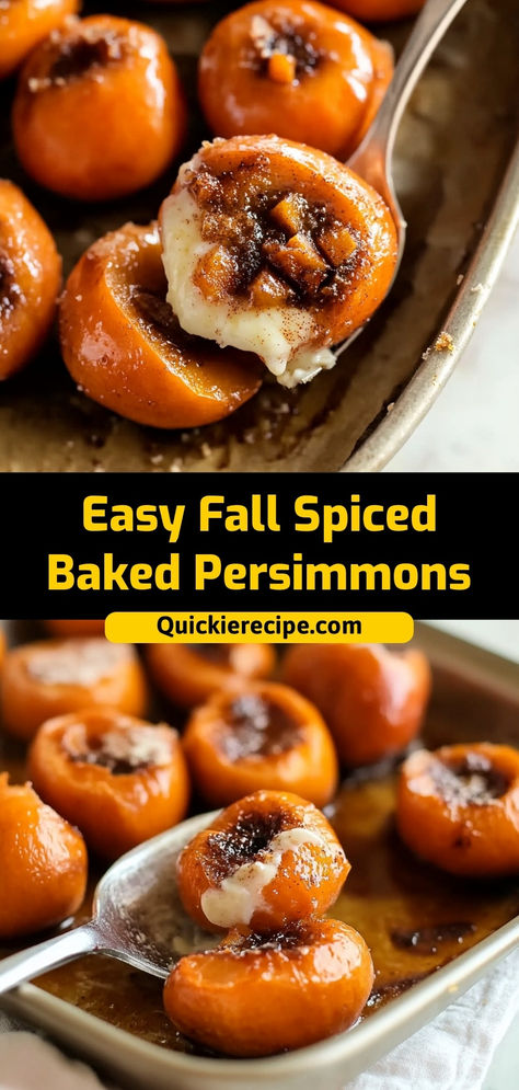 Warm and fragrant, these Fall Spiced Baked Persimmons are a simple dessert or side dish bursting with seasonal flavors. With hints of cinnamon, nutmeg, and a touch of honey, they’re perfect for cozy autumn nights.

Ingredients:

4 ripe persimmons, halved
2 tbsp honey
1/2 tsp cinnamon
1/4 tsp nutmeg
A quick, delicious way to celebrate fall flavors Keto Persimmon Recipes, How To Use Persimmons, Healthy Persimmon Recipes, Gluten Free Persimmon Recipes, How To Eat Persimmons, Persimmon Recipes Desserts, Easy Persimmon Recipes, Cooked Fruit Recipes, Candied Persimmon