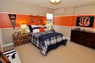 #Bengals Bedroom : Paint idea with white wainscotting Cincinnati Bengals Bedroom, Bengals Bedroom Ideas, Bengals Bedroom, White Wainscotting, Boy Room Paint, Garage Paint, Orange Rooms, Boy Rooms, Teen Boy Room