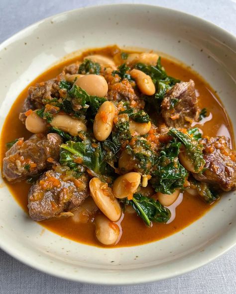 Warming Pork Cheek, Kale and Butter Beans - by Hannah Mai Pork Cheek, Crispy Bread, Pork Cheeks, Butter Beans, Pork Shoulder, Red Chilli, Chicken Stock, Polenta, Super Simple