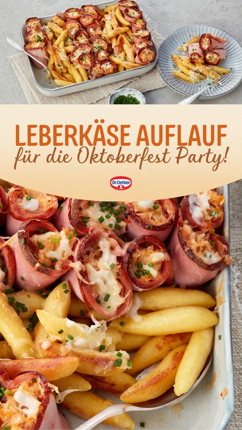 Mit diesem Leberkäse Auflauf Rezept gelingt ganz einfach ein leckerer Auflauf aus Leberkäse-Röllchen, Sauerkraut und Schupfnudeln. Einfach lecker! Dr. Oetker Rezepte, Oktoberfest Essen, Oktoberfest Rezepte, bayrische Rezepte, Bayerische Rezepte, Leberkäse Burger, Leberkäse Auflauf, Käsespätzle, Laugenbrezeln, Obatzda, Obazda, Kartoffelpuffer, Bayrische Hotdogs, Rettichsalat bayrisch, Flammkuchen Oktoberfest Bratwurst, Oktoberfest Party, Food And Drink, Drinks