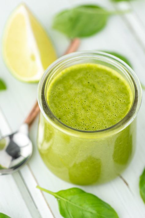 This basil lime vinaigrette is quick to put together and adds some brightness to any salad, making it better than anything you buy at the store. #basillimevinaigrette #vinaigrette #saladdressing | chiselandfork.com Metabolic Renewal, Cilantro Lime Vinaigrette, Salad Making, Banana Chia Pudding, Salsa Dips, Quinoa Sweet Potato, Basil Vinaigrette, Sauces Recipes, Lime Recipes