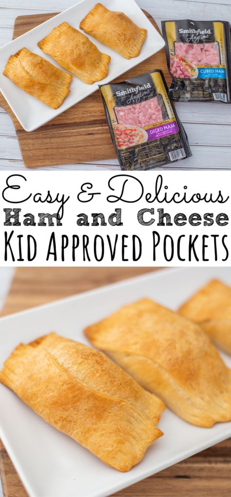 Looking for an easy family meal or snack the kids will love? Create these easy Ham and Cheese Pockets with Smithfield® Anytime Favorites® Diced Ham. It’s the perfect cheesy and ham meal that will become a family favorite. Perfect pocket for breakfast, lunch, dinner, or snack time! - simplytodaylife.com #ad #LetsGetReal #IC #HamPockets #CheesePockets #Breakfast #EasyFamilyDinner Diced Ham Sandwiches, Dinners With Diced Ham, Diced Ham Breakfast Recipes, Meals With Diced Ham, Ham Chunks Recipes, Recipes Using Diced Ham, Diced Ham Recipes Dinner, Cubed Ham Recipes Dinners, Meals With Ham