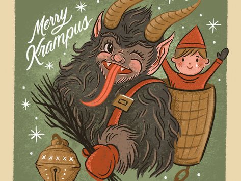 Merry Krampus, Krampus Christmas, Creepy Christmas, Alternative Christmas, Popular Art, Christmas Illustration, Stationery Cards, Yule, Christmas Art