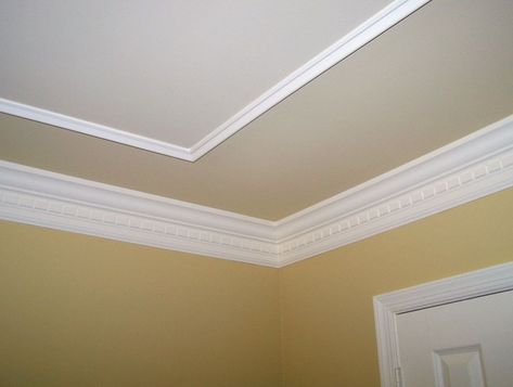 Faux Tray Ceiling With Molding Ceiling Trim Ideas, Textured Ceiling Paint, Ceiling Texture Types, Bedroom Art Painting, Pop Design For Roof, Ceiling Trim, Sound Panel, Ceiling Texture, Wallpaper Ceiling